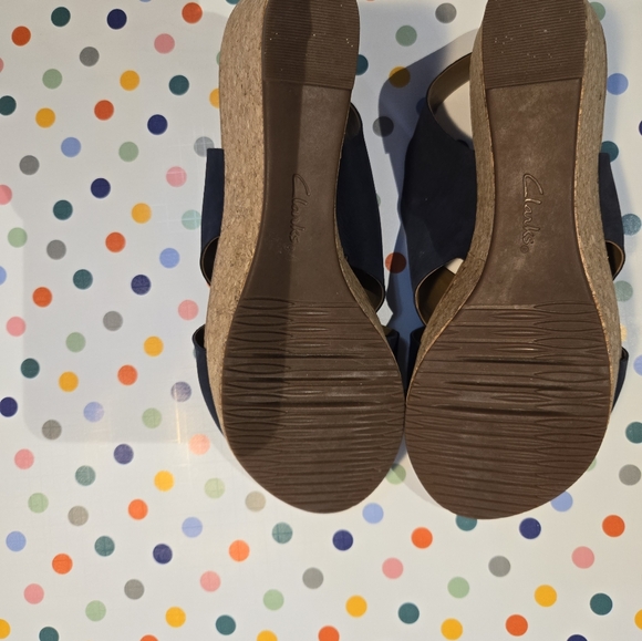 Clarks Collection Soft Cushion Annadell Eirwyn Platform Wedge Sandal 10 Navy Blu - Picture 8 of 11